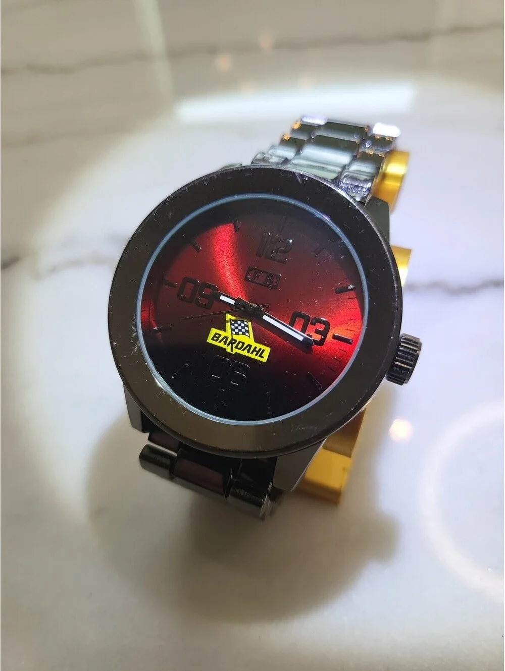 Men's Quartz Watch Working New Battery Automobilia 48mm Bardahl Oil Works EUC